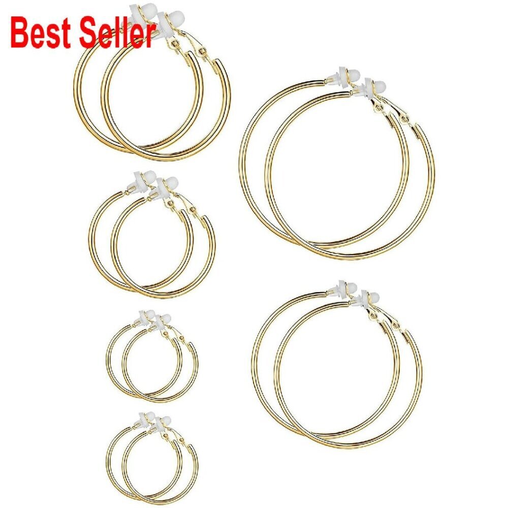 Clip On Hoop Earrings Non Piercing Elegant Minimal Chic Y2K Retro Style